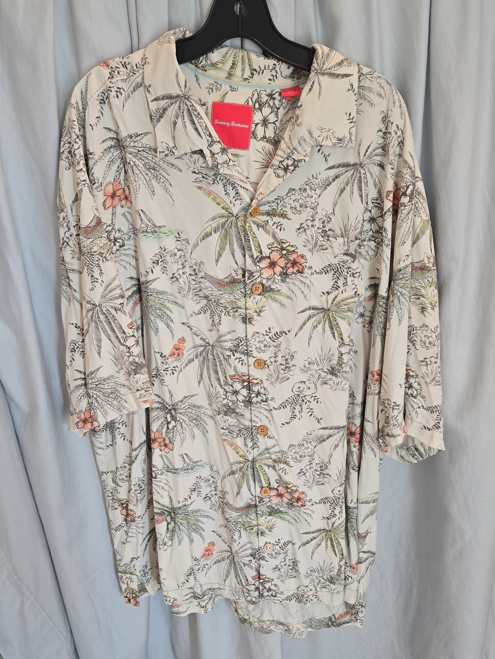 Tommy Bahama Cream Palm & Floral Button-Down Shirt